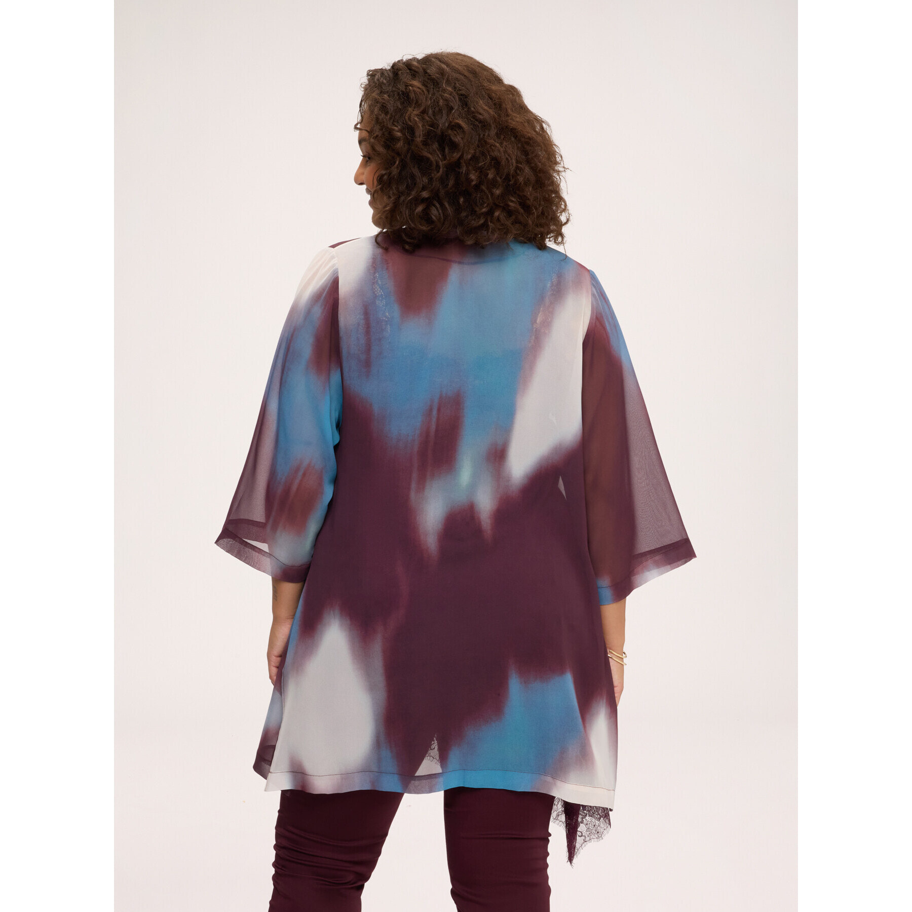 Fiorella Rubino - Kimono aperto con stampa sfumata - Bordeaux