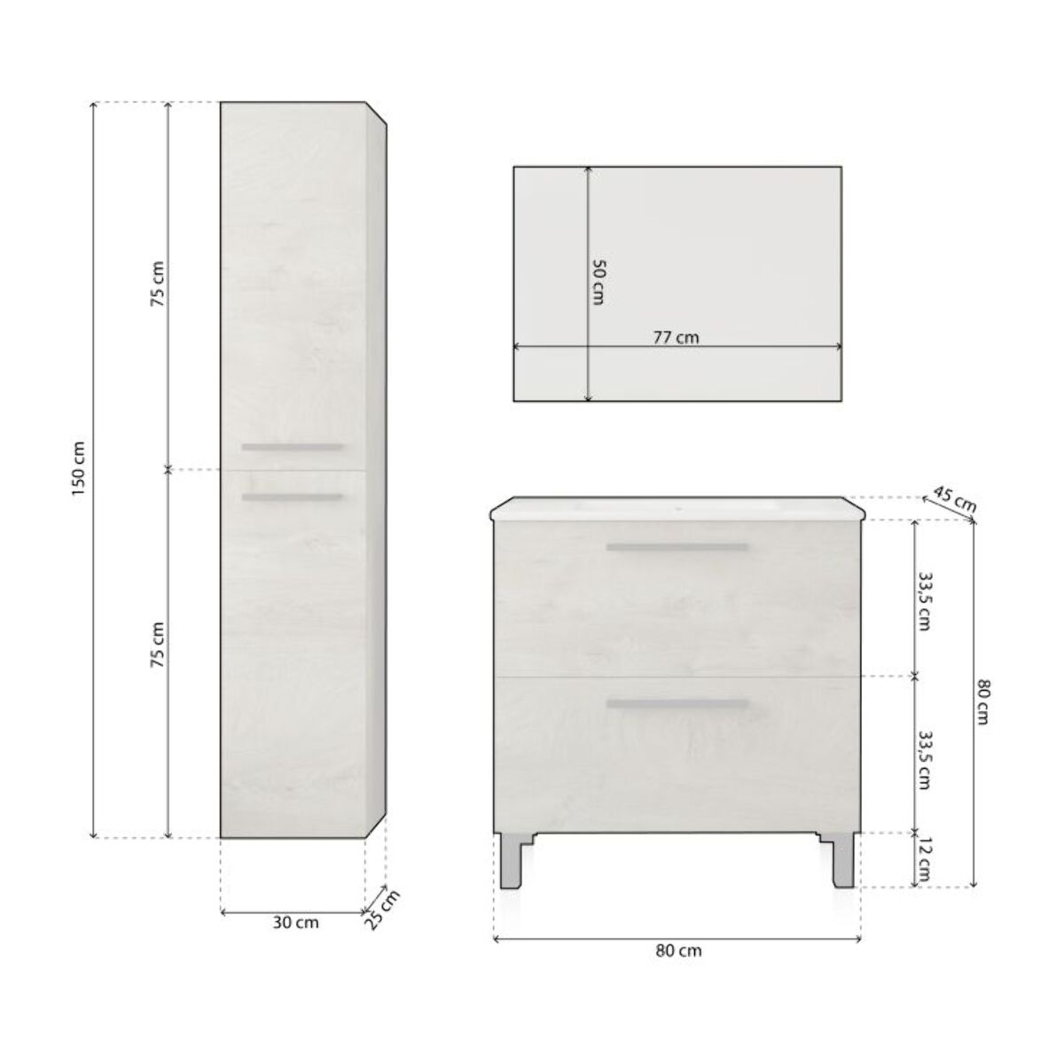 Pack de baño con lavabo cerámico y columna Sense Plus Roble Alaska