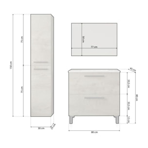 Pack de baño con lavabo cerámico y columna Sense Plus Roble Alaska