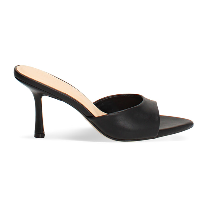 Mules open toe nere tacco 8,5 cm