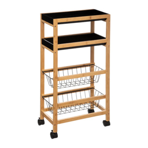 Desserte étroite 3 niveaux "Black bambou"