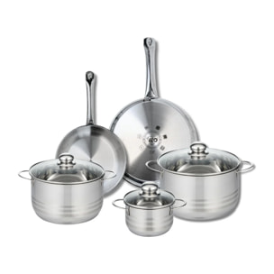 Ensemble de 2 Poêles de cuisson 24 et 28 cm et 3 faitouts 14, 20 et 24 cm Elo Profi Brillant