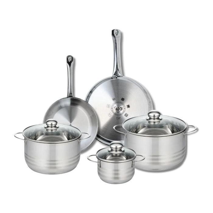 Ensemble de 2 Poêles de cuisson 24 et 28 cm et 3 faitouts 14, 20 et 24 cm Elo Profi Brillant