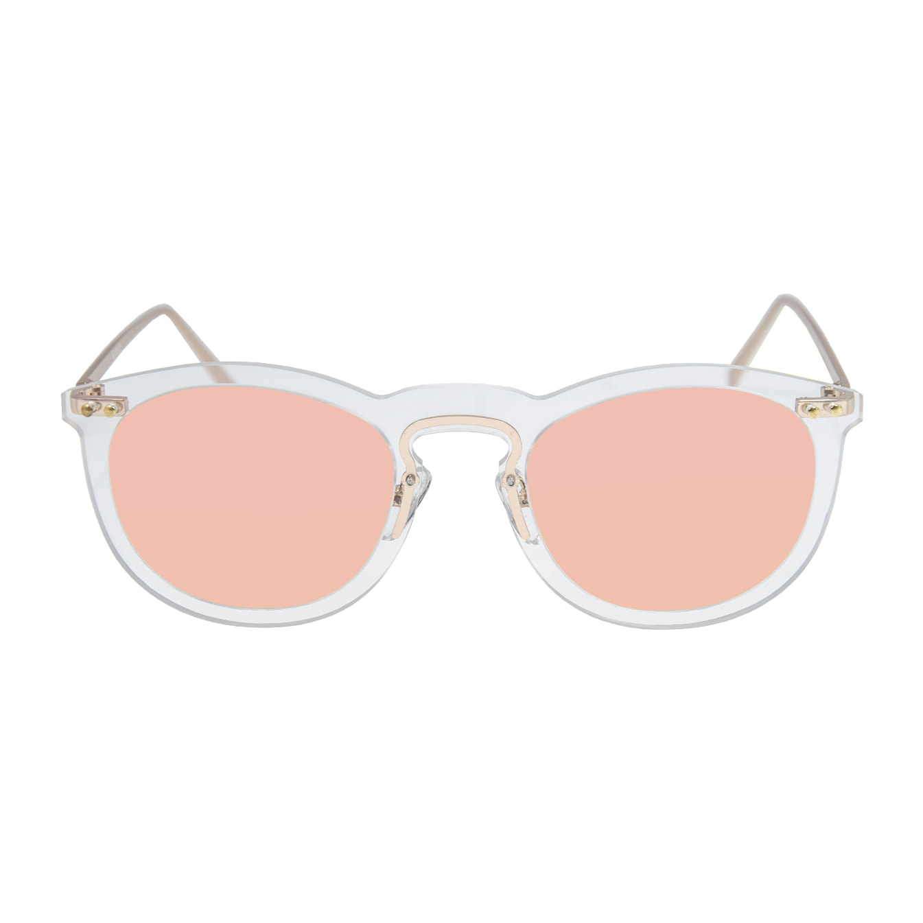 Gafas de sol OCEAN BERLIN - Blanco transparente / Espejada rosa y patillas de metal dorado mate