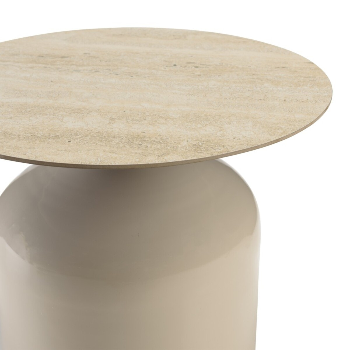 HORTENSE - Table d'appoint plateau carreaux vitrifiés pied en fer beige