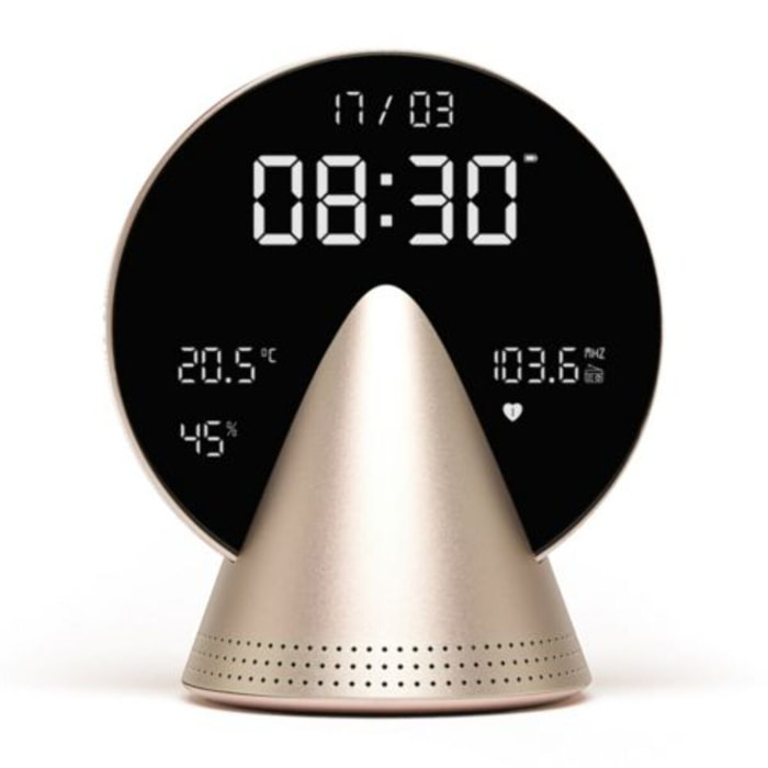 Radio réveil LEXON Conic Clock avec fonction Bluetooth Or