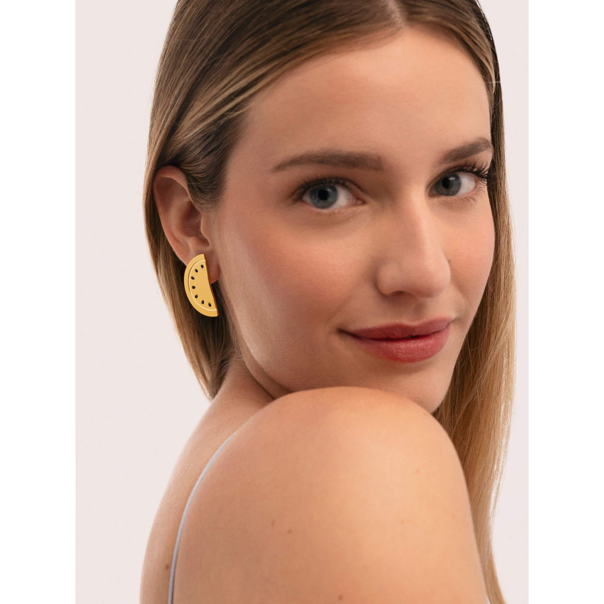 Pendientes Sandía Acero Baño Oro