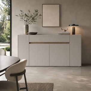 Credenza Moderna Madia In Melaminico Con 4 Ante E 1 Cassetto Mobile Contenitore Sala Pranzo Soggiorno Design Senza Maniglie 170x85x40 cm Noce Chiaro
