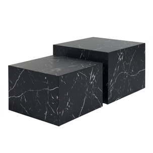 Tables basses gigognes design effet marbre noir (lot de 2) CALLA