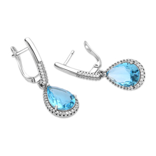Pendientes con Circonita Aguamarina acabado plata