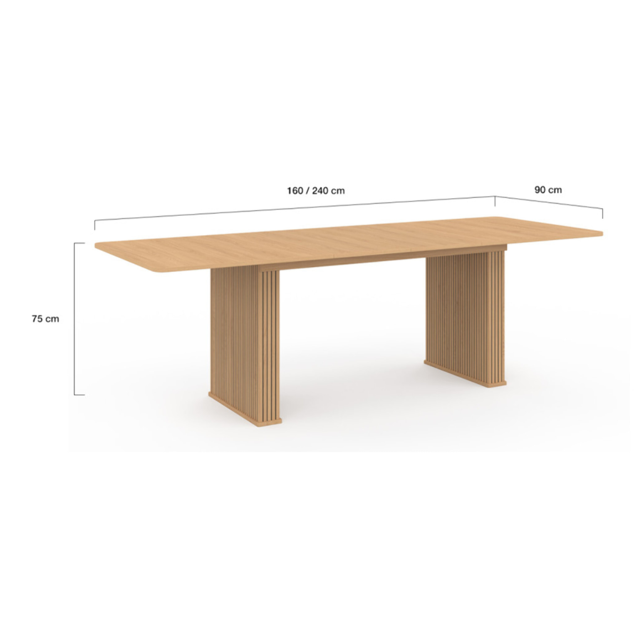 Table repas extensible Faustine 160-240cm bois pieds effet tasseaux