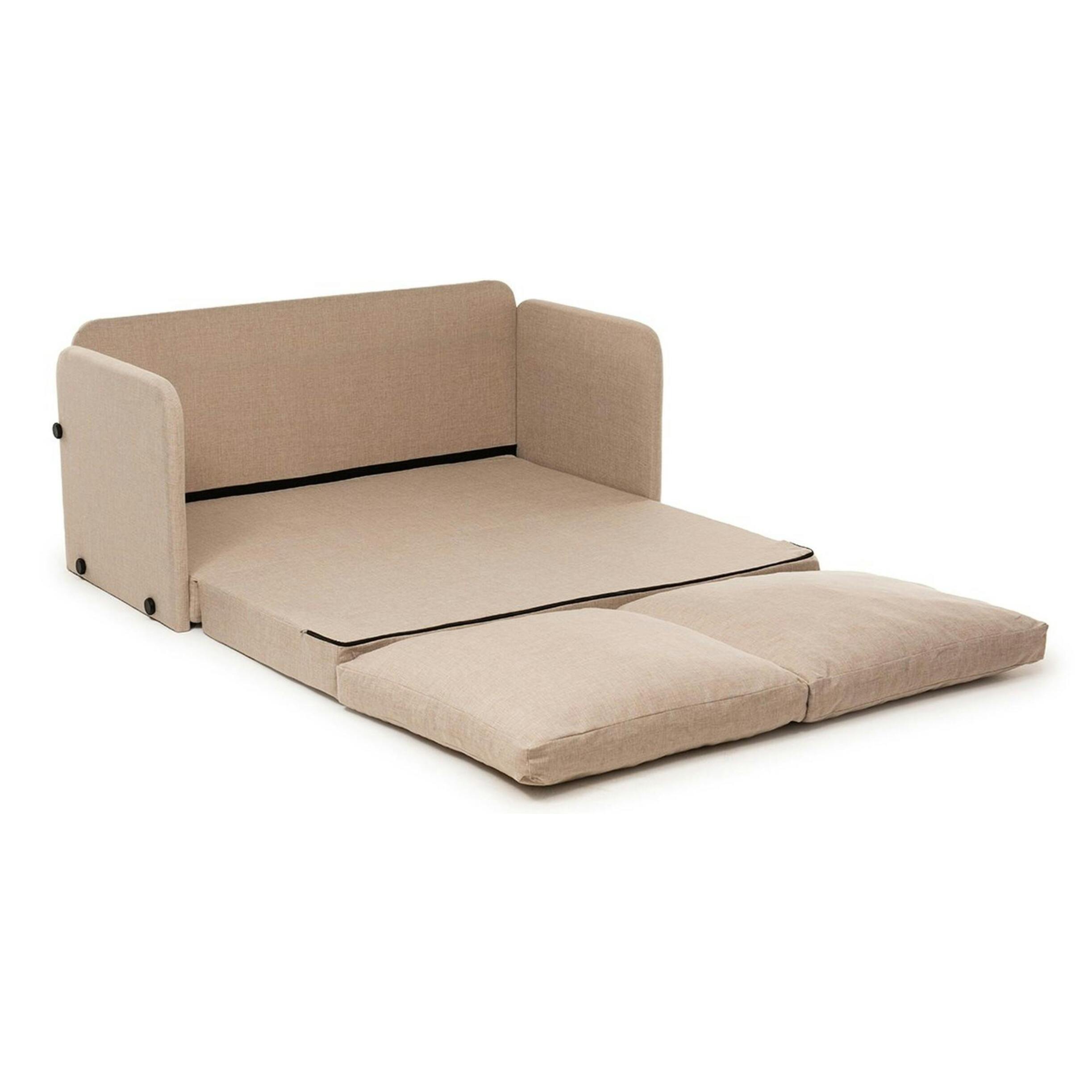 Canapé-lit d'appoint beige 2 personnes, tissu lin ORURO