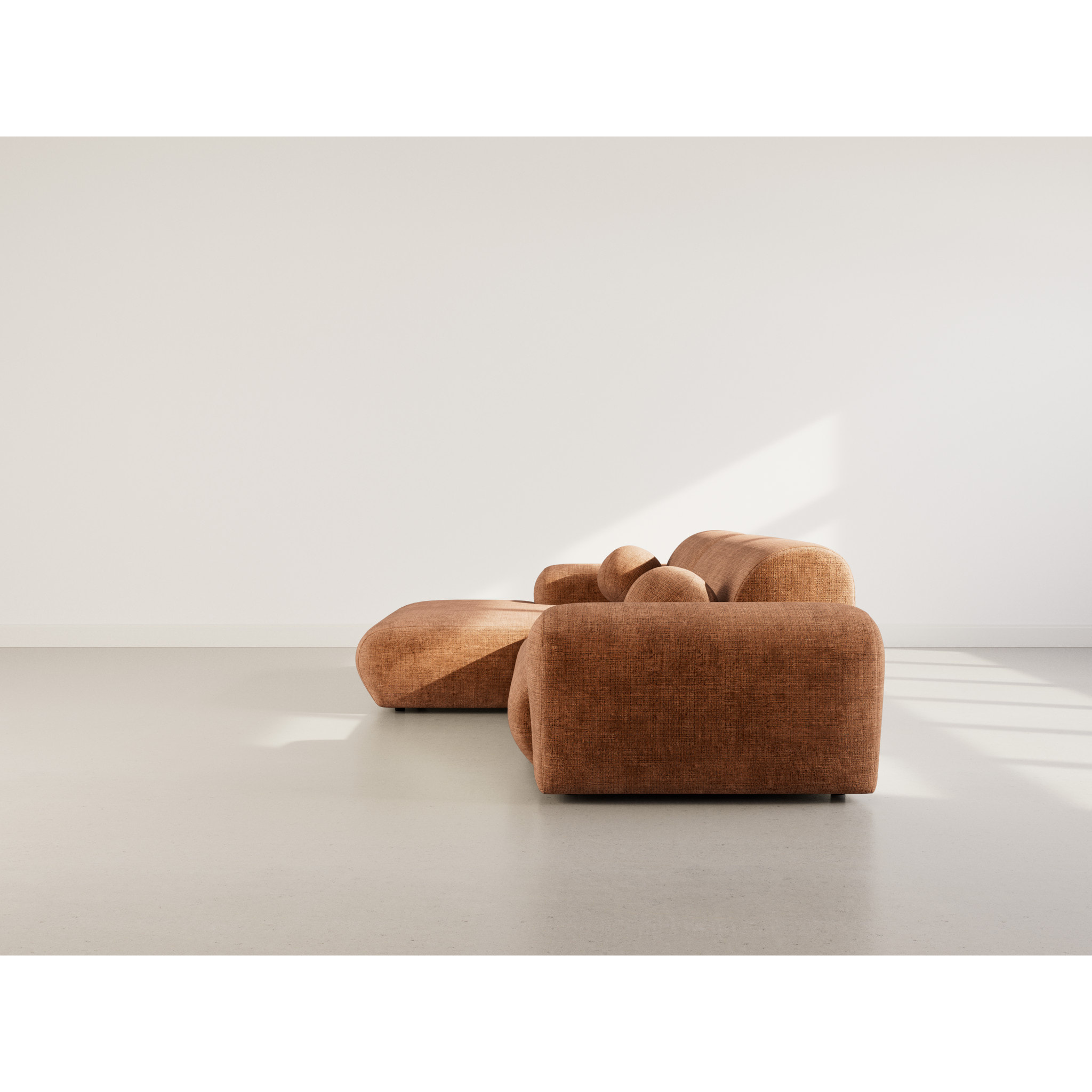 Louise - Canapé d'angle gauche 4 places en velours texturé - Terracotta