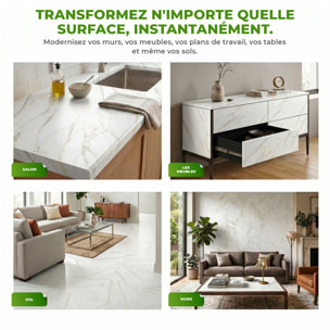 Sticker Sol avec laminat de Protection en Plastique Anti-dérapant | Stickers adhésif Sol - SOL MARBRE BLANC - 1 sticker