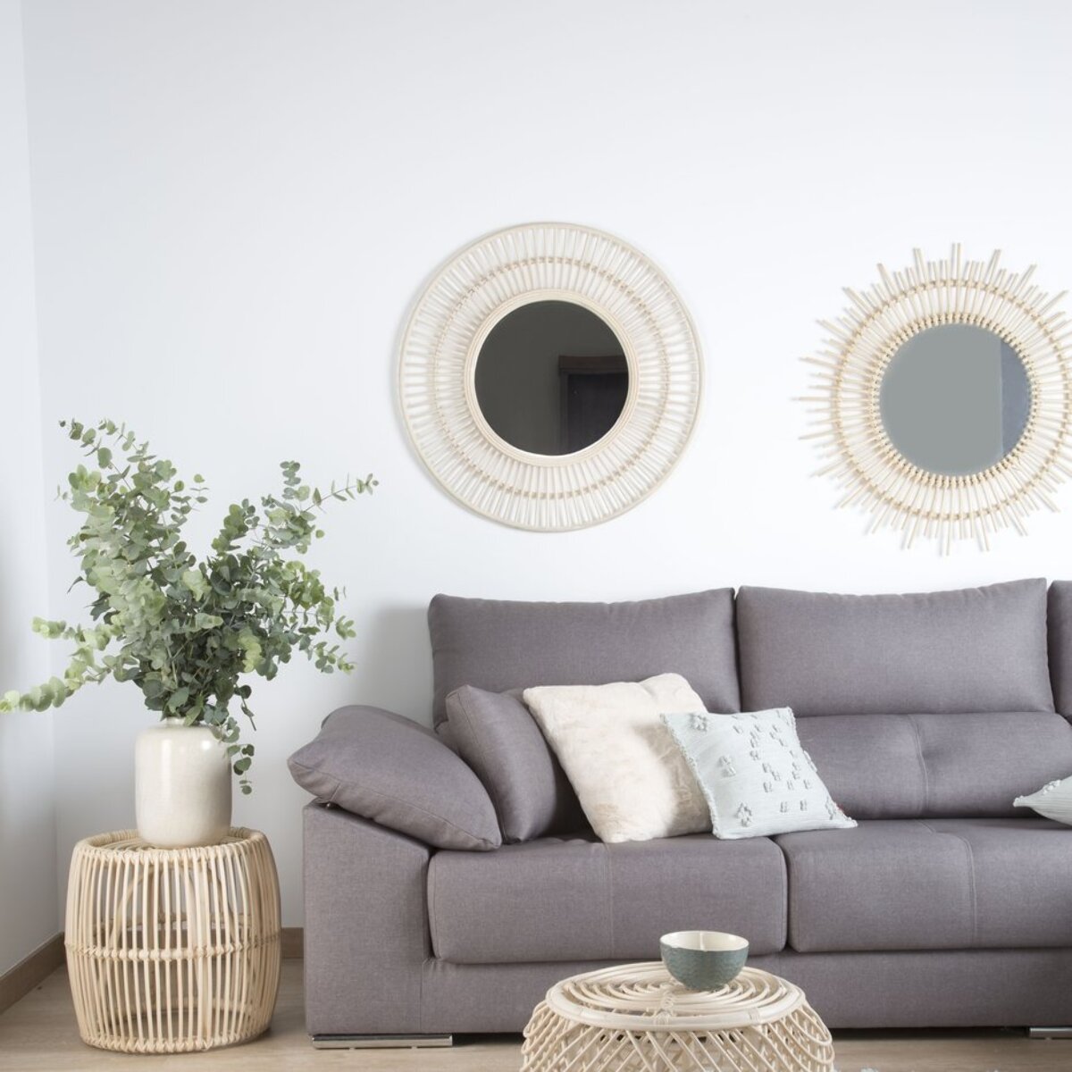 Amares miroir rotin naturel