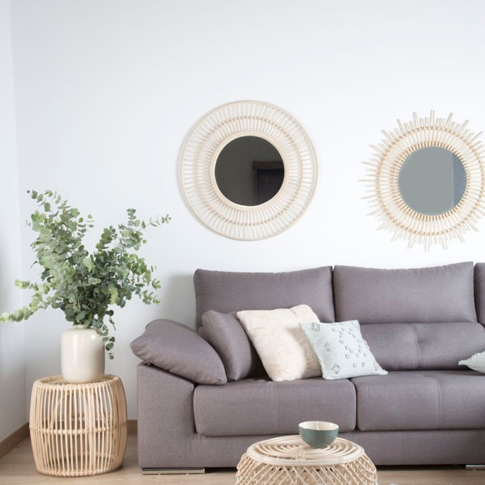 Amares miroir rotin naturel