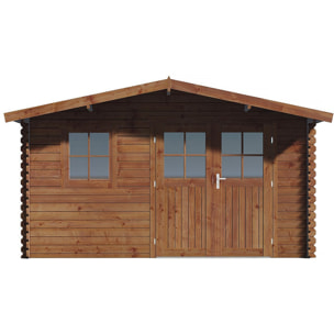 Abri de jardin en bois traité marron autoclave "Valmont" - 14 m² -28 mm