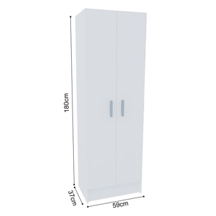 Armadio Armadietto Multiuso A Colonna Con 2 ante e 8 Ripiani Scarpiera Portascarpe Ingresso Camera Da Letto Design Moderno 59 x 37 x 180 Cm Bianco