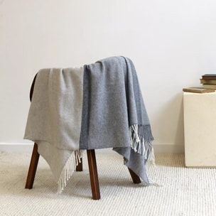 Plaid laine & autres fibres uni gris Quadrato gris