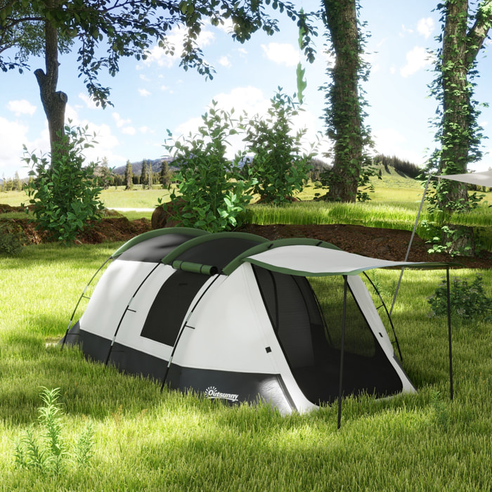 Tente de camping familiale 3-4 pers. - tente tunnel porche étanche 2000 mm - sac de transport inclus - gris
