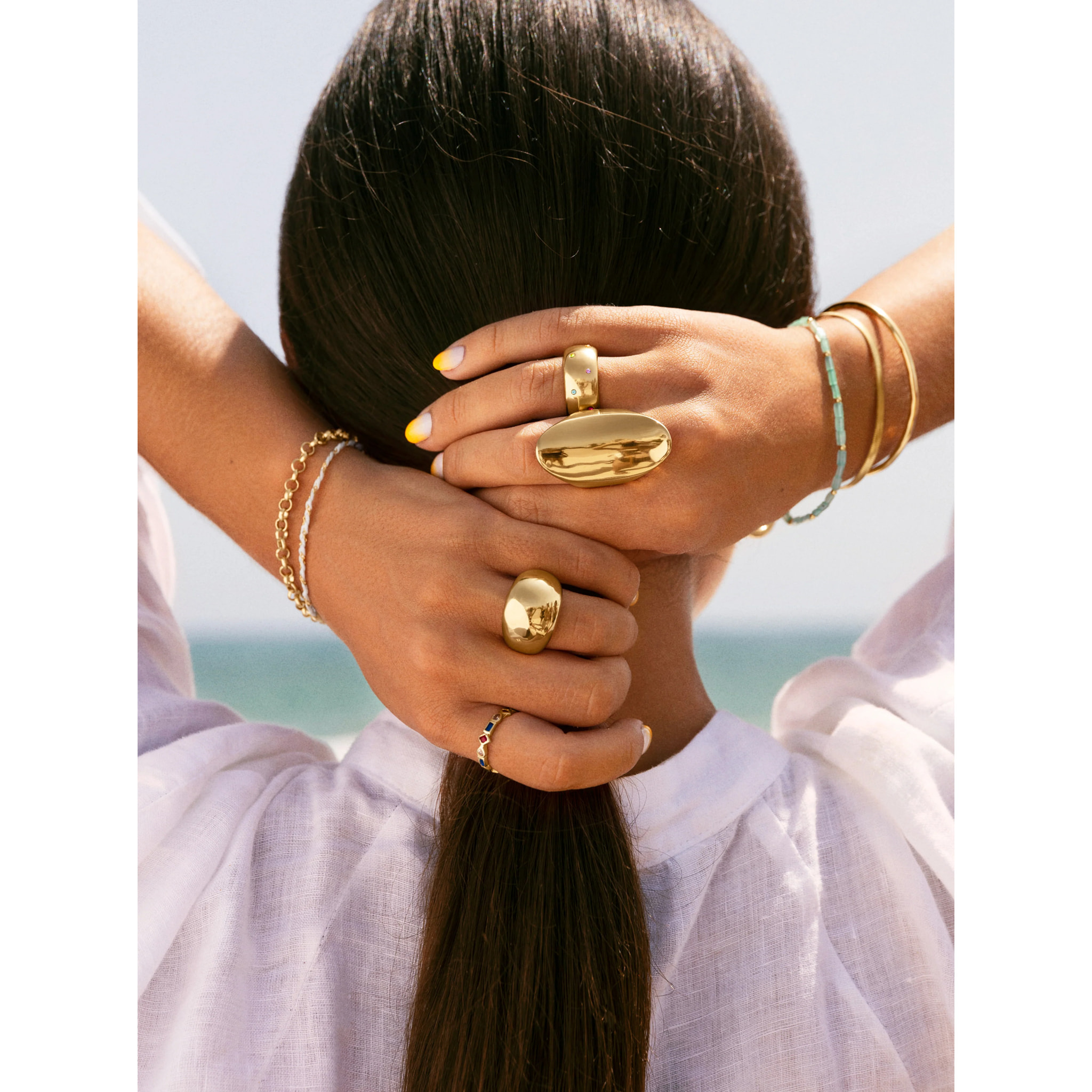 Anelli Curve Rainbow Placcato Oro