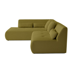 Onyx - canapé modulable d'angle gauche - 5 places - en tissu mailles 3D - Vert Olive