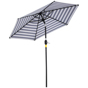 Sombrilla Terraza Exterior, Ø230x216 cm, Sombrilla de Jardín con Ángulo Ajustable y Manivela, Impermeable, Parasol para Patio, Terraza, Azul y Blanco