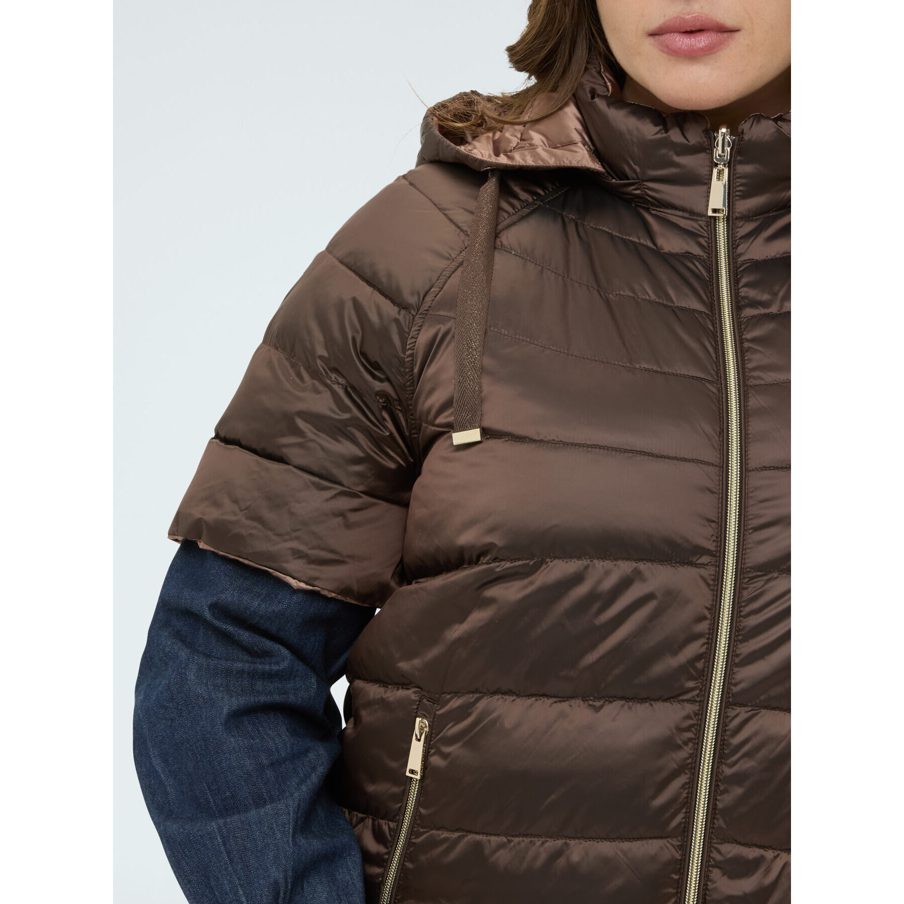 Fiorella Rubino - Piumino reversibile con maniche corte - Marrone