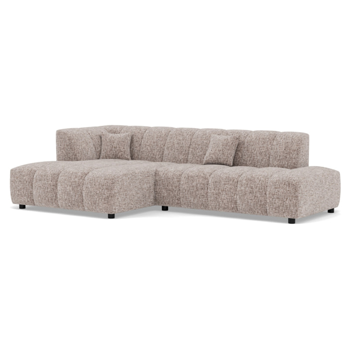 Curtis - canapé d'angle gauche 4 places sans accoudoir en tissu texturé - Taupe