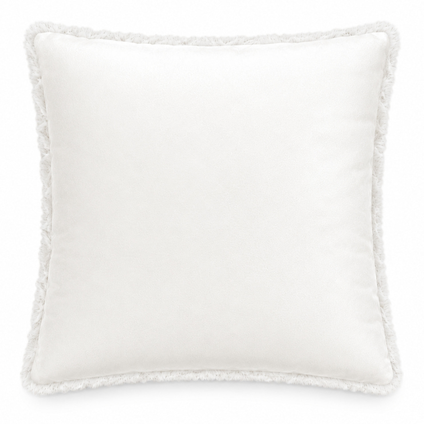 Coussin décoratif moucheté à texture bouclée et dos velours - Ecru