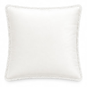 Coussin décoratif moucheté à texture bouclée et dos velours - Ecru