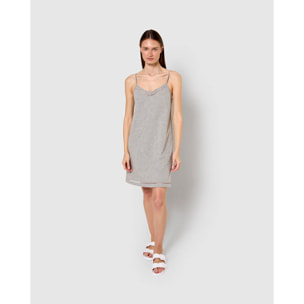 Camisón corto tirantes vainica gris
