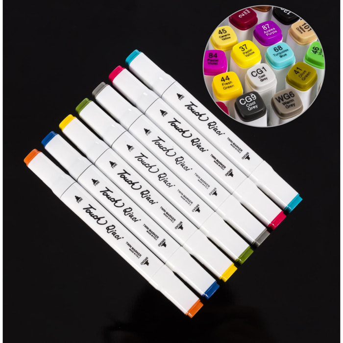 Set de 48 rotuladores en colores variados. Doble punta: fina y ancha en el mismo rotulador.
