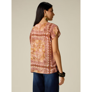 Oltre - Blusa fantasia con maniche kimono - Arancione