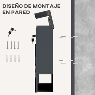 Buzón Exterior de Acero Inoxidable, 13 L, Buzón de Pared Correo con Cerradura y 2 Llaves, Cierre Silencioso, Tapa Antilluvia, Soporte para Periódicos, Moderno, Fácil de Instalar, Gris Oscuro