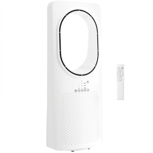 Ventilador de Torre Silencioso 36dB, Ventilador sin Aspas con Mando a Distancia, Oscilación 45°, 3 Velocidades, 3 Modos, Temporizador 15H, para Dormitorio, Blanco