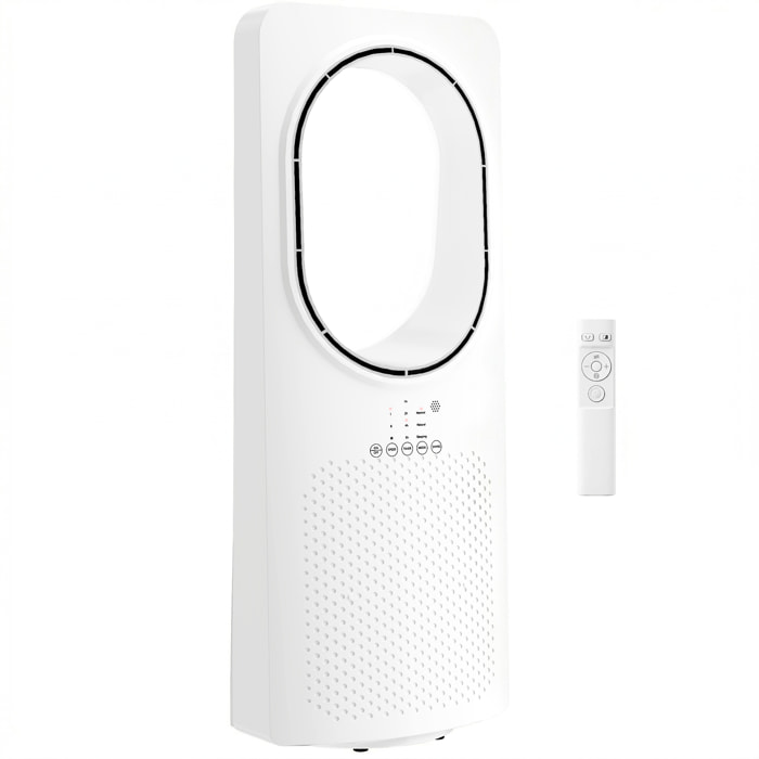 Ventilador de Torre Silencioso 36dB, Ventilador sin Aspas con Mando a Distancia, Oscilación 45°, 3 Velocidades, 3 Modos, Temporizador 15H, para Dormitorio, Blanco