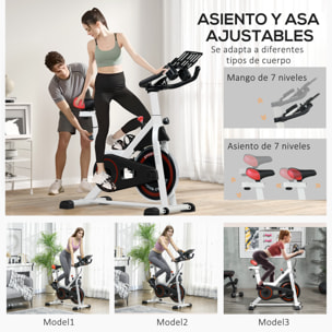 Bicicleta Estática con Resistencia Regulable Bici Estática Bicicleta de Fitness con Volante de Inercia 8 kg Pantalla LCD Manillar y Asiento Ajustable para Casa Gimnasio Blanco