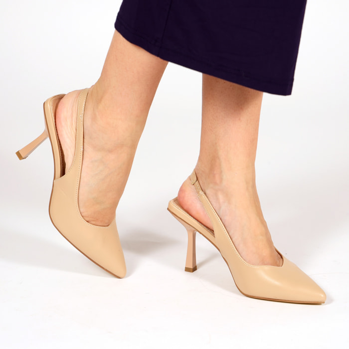 Dècolletè slingback in simil pelle