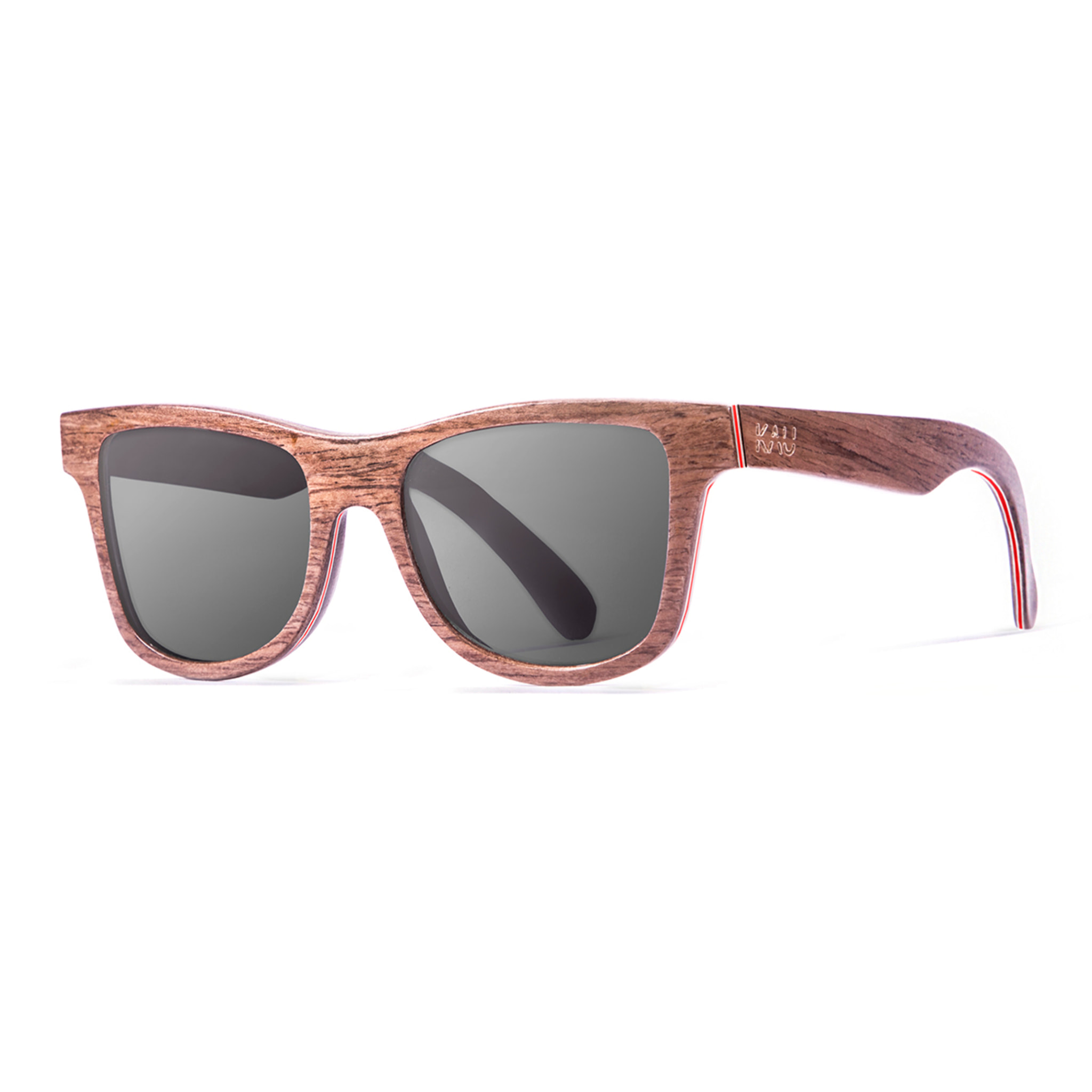 Gafas de sol KAU WASHINGTON - De madera de nogal con patilla rojo / Ahumada