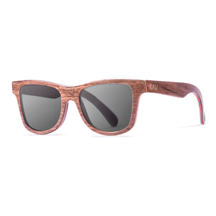 Gafas de sol KAU WASHINGTON - De madera de nogal con patilla rojo / Ahumada