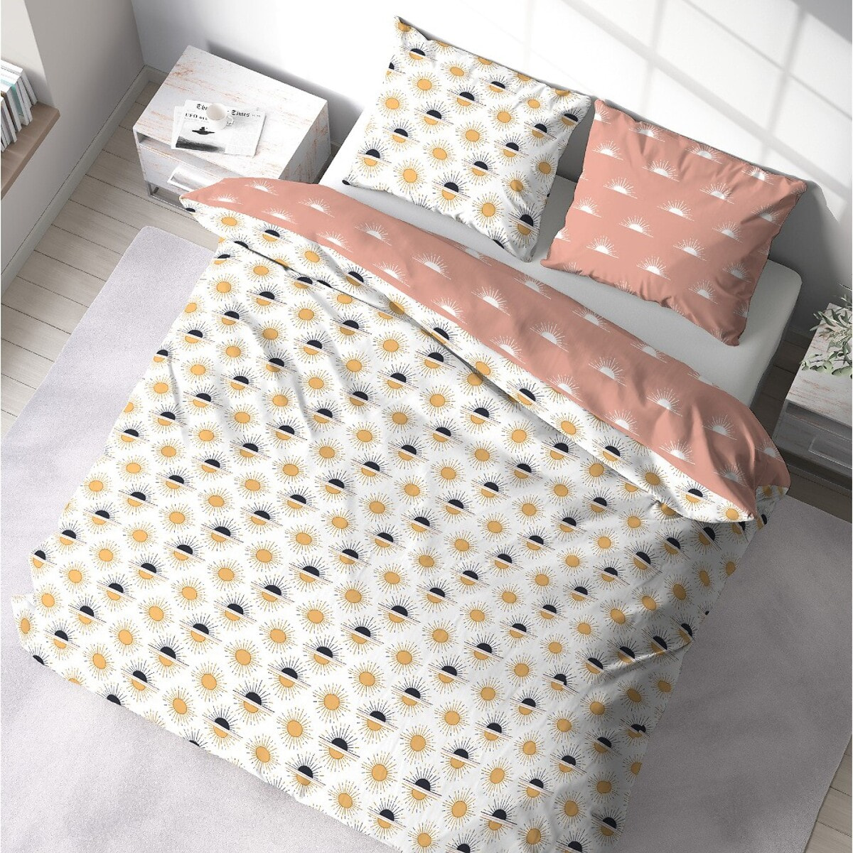 Parure housse de couette coton blanc