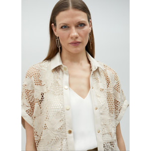 Camicia corta traforata guipure