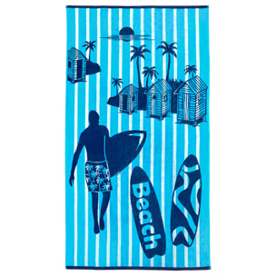 Serviette de plage L éponge velours Jacquard - Casuta - 400g/m²