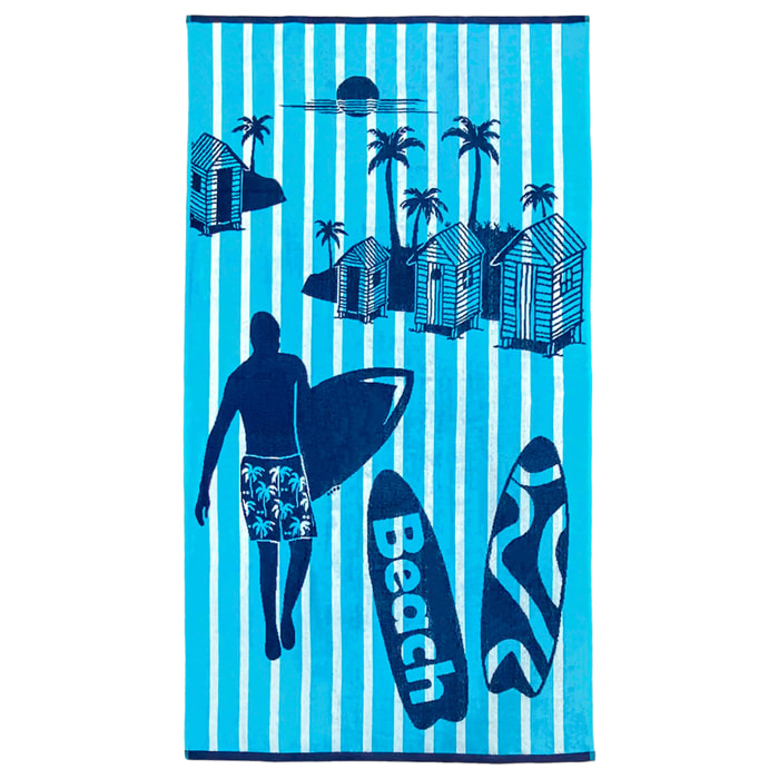 Serviette de plage L éponge velours Jacquard - Casuta - 400g/m²