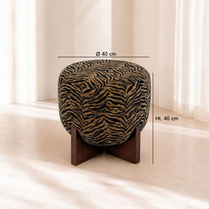 Tabouret en tissu tgré marron TIGER