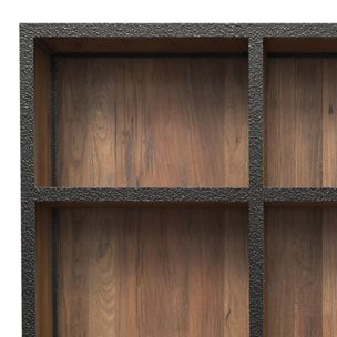 Bibliothèque 6 tiroirs 12 niches en métal et bois de cèdre - Shelby