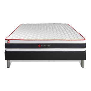 Ensemble matelas ENERGY ressorts ensachés et mémoire de forme + sommier kit noir