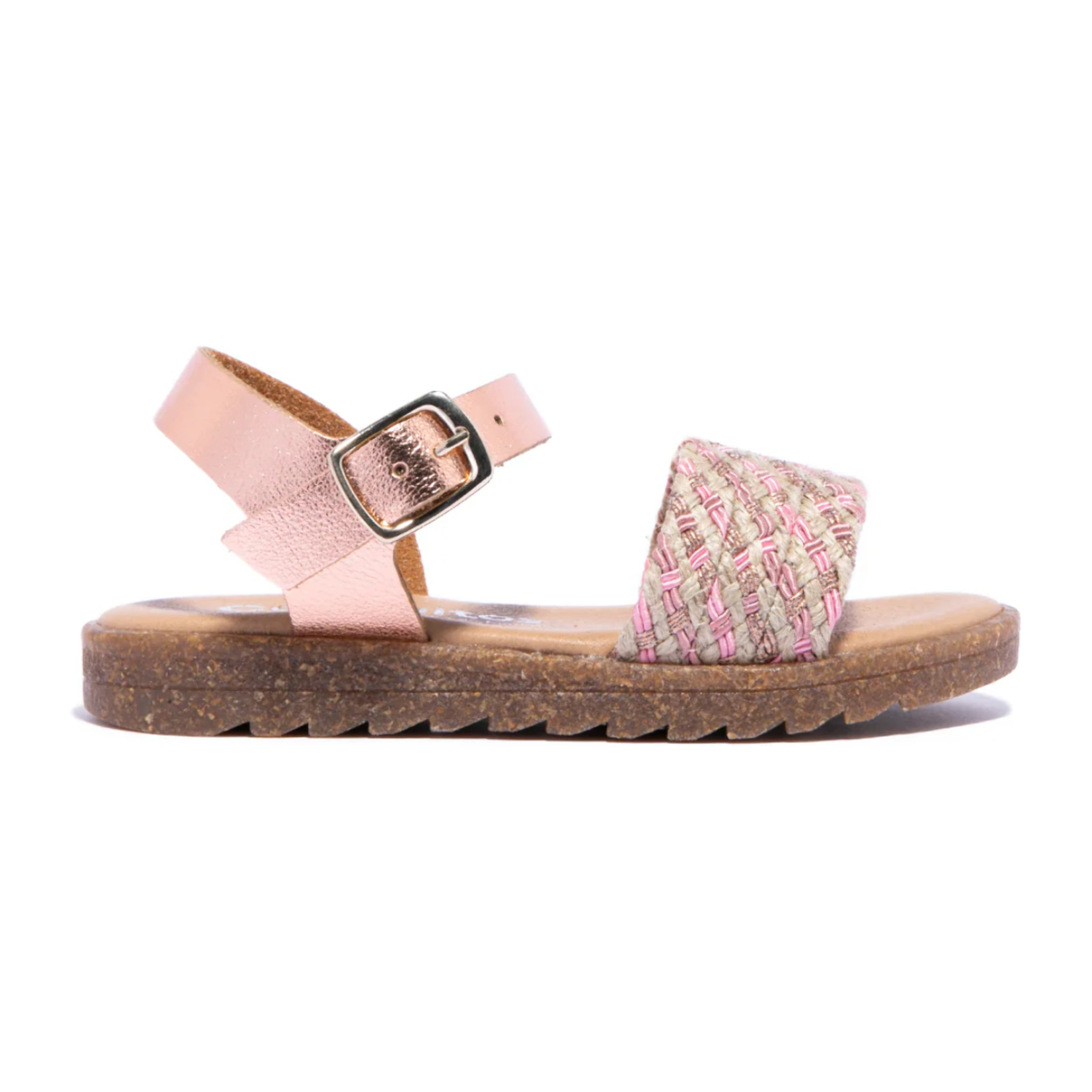 Sandalias Abiertas con Detalles Trenzados en Rosa