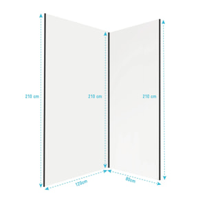 Pack 2 Panneaux Muraux en Aluminium Blanc 80+120x210cm + Profilés Noir - WALL'IT